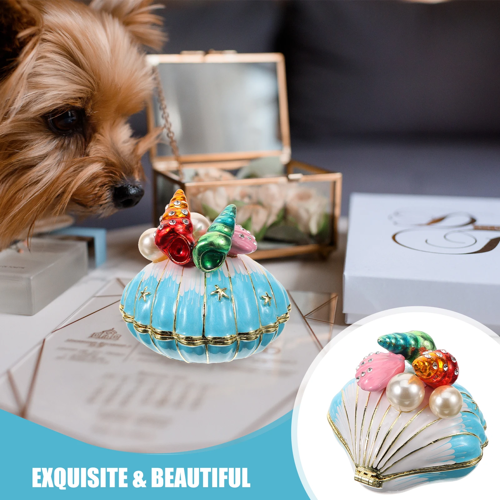 Exquisite Shell Shaped Jewelry Box Seashell Storage Case Decorative Trinket Organizer Gift