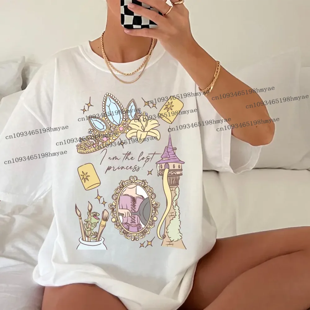 Süßes Retro Vintage Disney Tangled Rapunzel Mädchen T-Shirt Lustiges Disney Rapunzel Sweatshirt Mode Damen Sommer Baumwoll T-Shirt ﻿