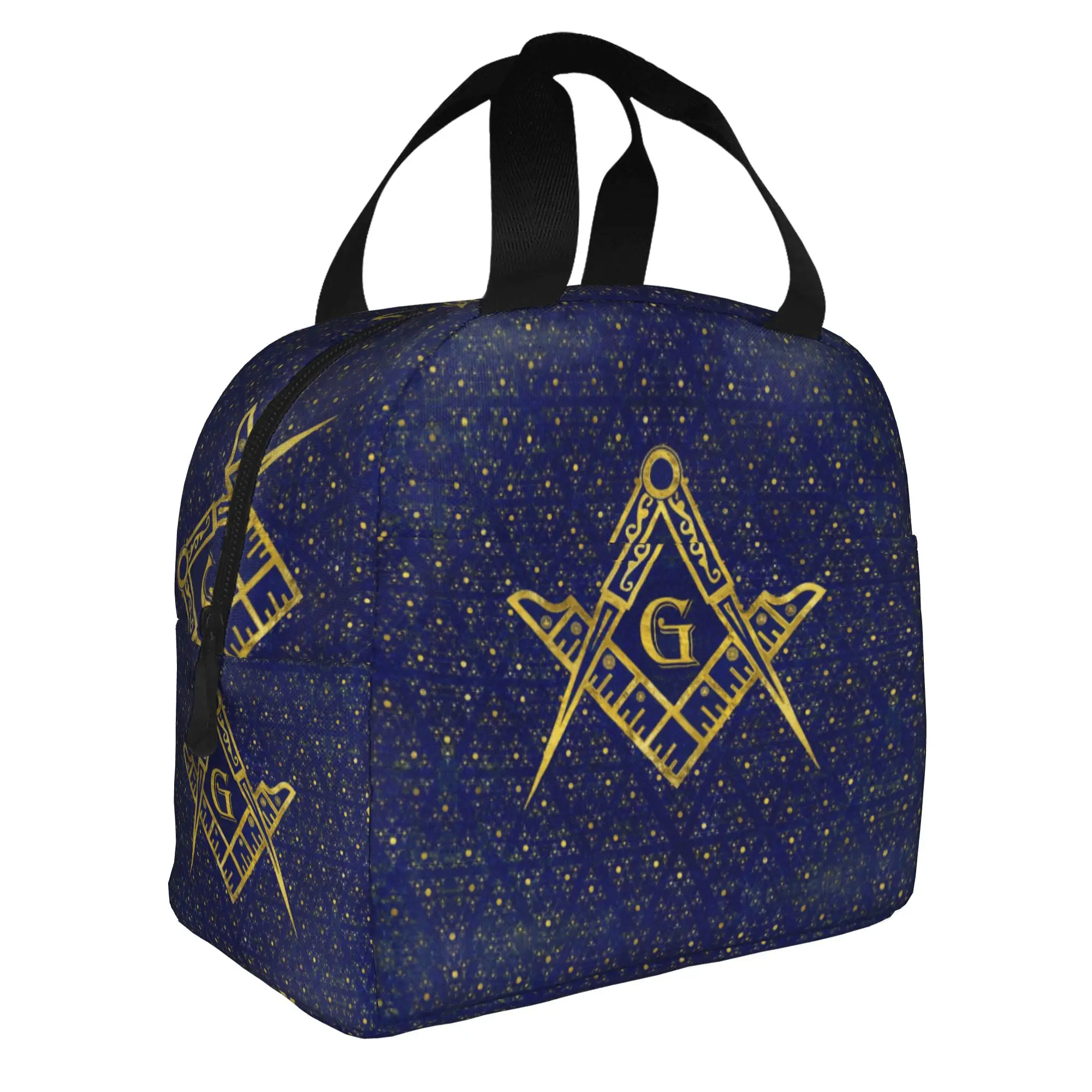 Freemasonry Symbol Thermal Insulated Lunch Bags Masonic Mason Freemason Lunch Container for Outdoor Picnic Storage Food Box