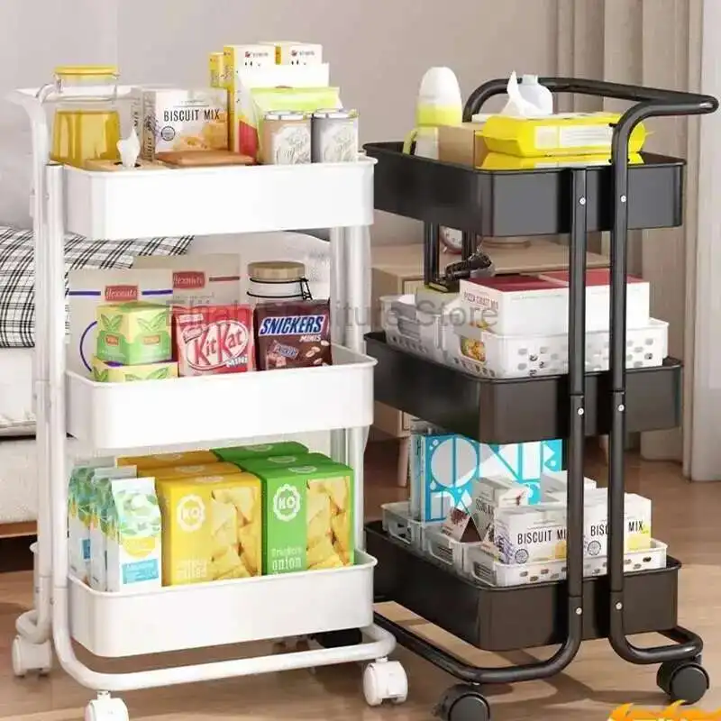 

Trolley Storage Rack Kitchen Floor To Ceiling Multi Story Bathroom Mobile Wheels Storage Rack Salon Furniture