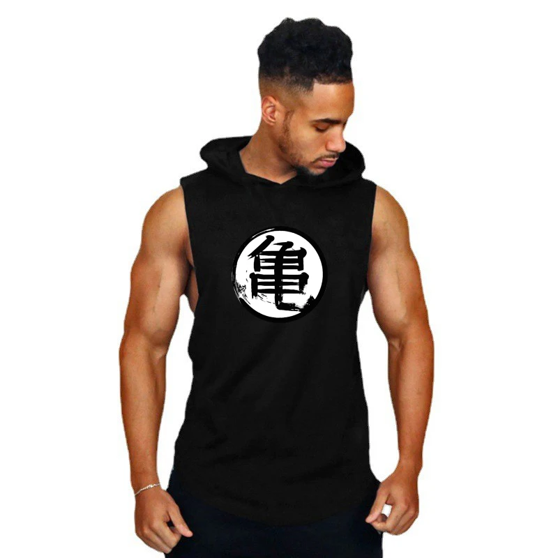 Summer Cotton Breathable Casual Loose Hoodie Mens Bodybuilding Sleeveless Hooded T-shirts Gym Fitness Workout Muscle Tank Tops