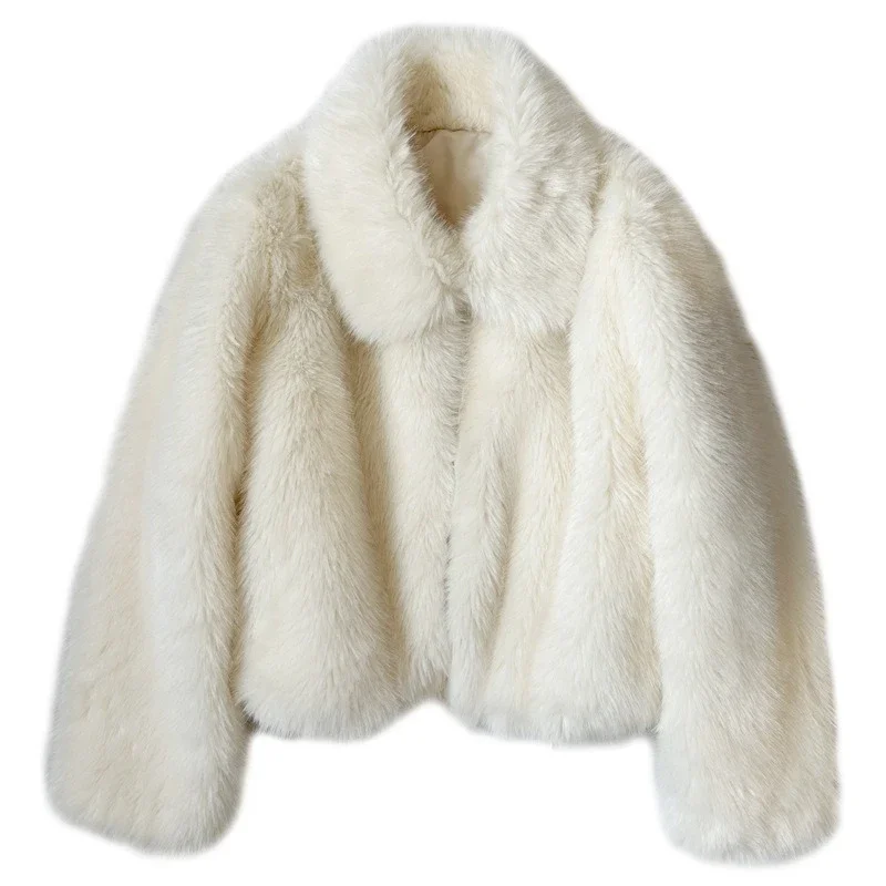 الخريف والشتاء النسخة الكورية البيج الثعلب الشعر توكا تقليد الفراء شعبية موضة رقيق معطف المرأة رقيق الملابس