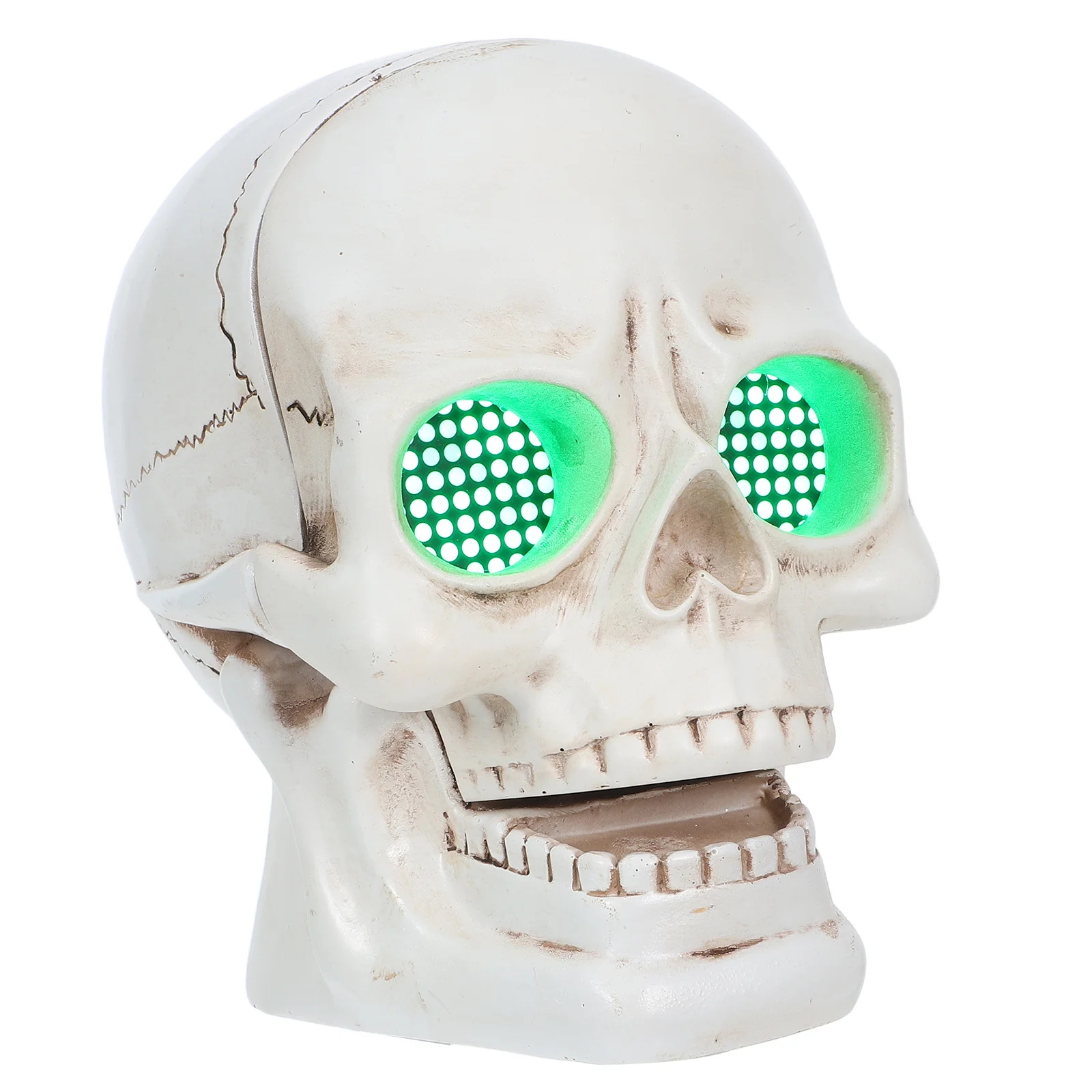 

Skull Head LED Light Resin Human Skull Sculpture Glowing Eyes Halloween Garden Decoration Haunted House Night Light