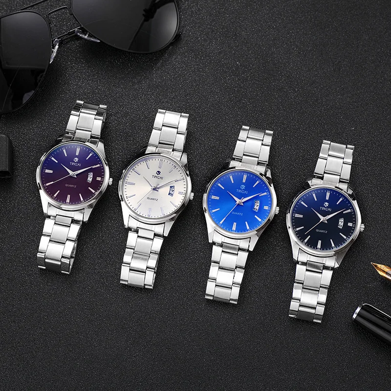 Men's Steel Band Calendar Quartz Watch Business Simple Large Dial Sports Male Watch with Precise Timekeeping Daily Work Boy Gift