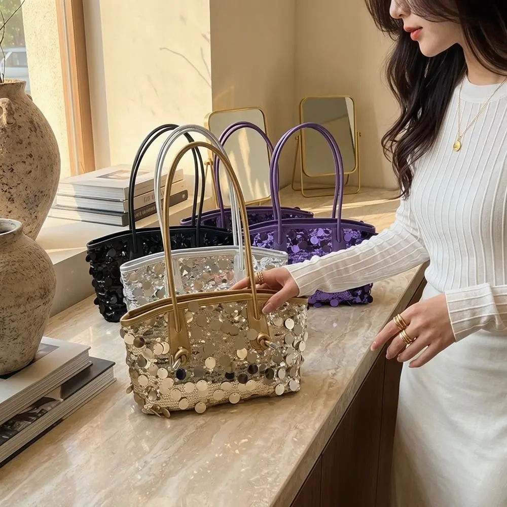 

Fashion Shiny Sequin Tote Bag Fashion Large Blingbling Handbag Underarm Bag Sequined Evening Bag Girls