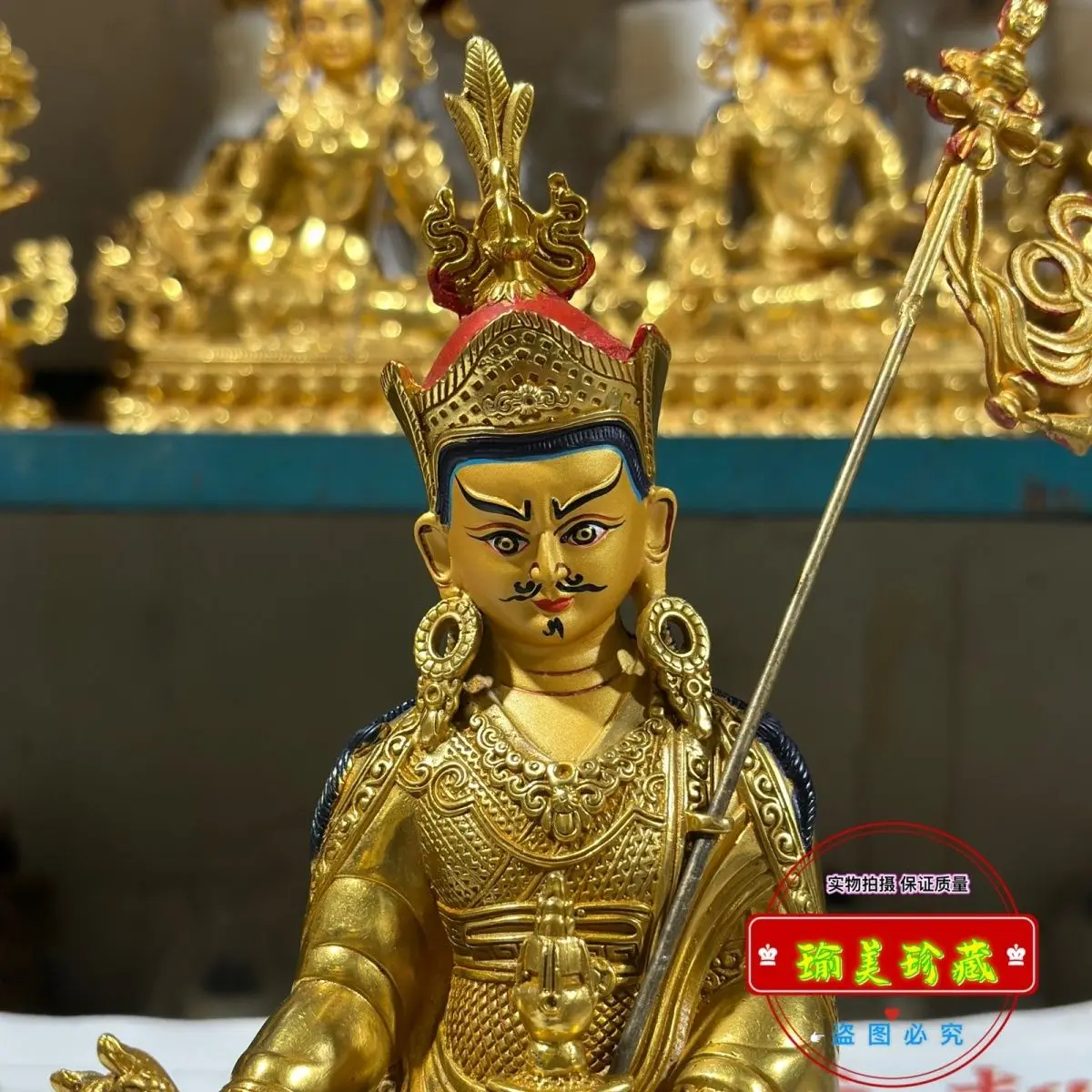 Lotus Peanut Guru Buddha Statue Ornament Tibetan Bronze Statue 7 inches Domestic Boutique Buddha 22cm Tibetan Tantra Lotus Maste