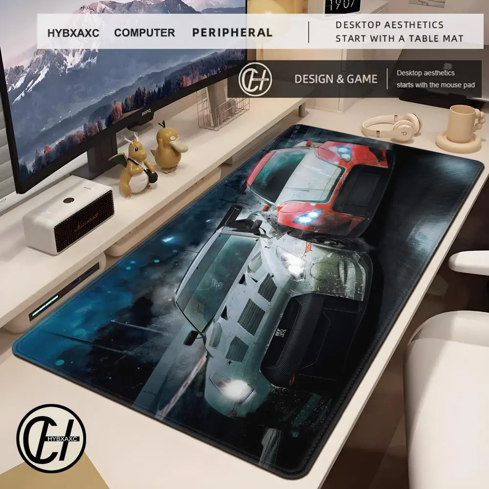 Sports Car Gaming Mousepad, Race Car Desktop Accessories Mat, Rubber Anti-slip Keyboard Pad, Computer Office XXL Game Mouse Pad