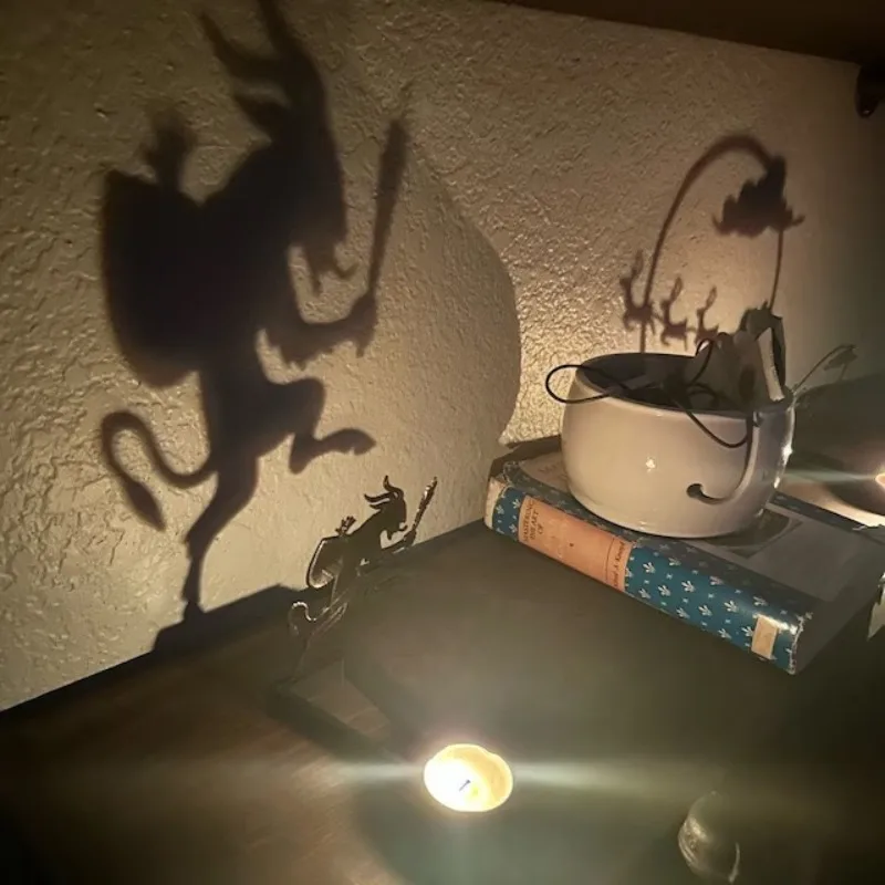 Funny Shadow Stand Halloween Candle Holder Decor Spooky Tabletop Craft for Party Home Indoor Outdoor Gift Multiple Styles