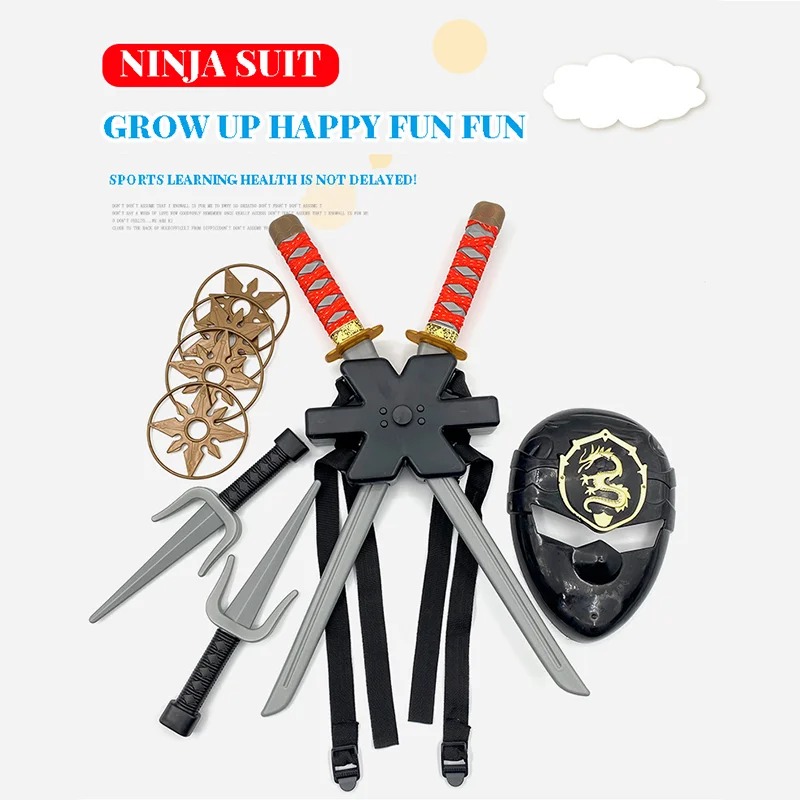 Juego de Ninja 1:1, cuchillo de juguete samurái japonés, daga, máscara de dardo, modelo, colección de Cosplay, regalos de cumpleaños y Halloween para niños