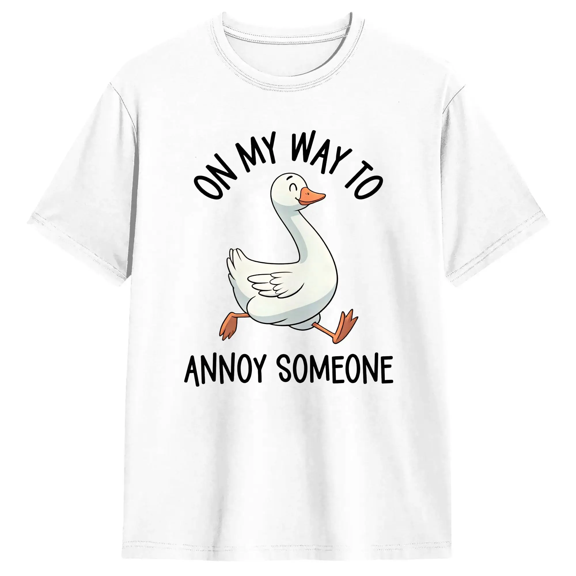 Funny Goose On Way To Annoy Someone T Shirt Summer  Cotton T Shirts For Men Hipster Print Tee Shirt Short Sleeves Clothes
