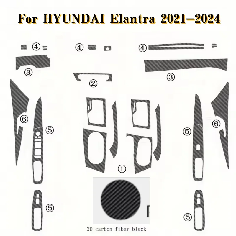 

For HYUNDAI Elantra 2021-2024 PET Carbon Fibre Film Car Interior Center Console Anti Scratch Resist Film Accessories Screen