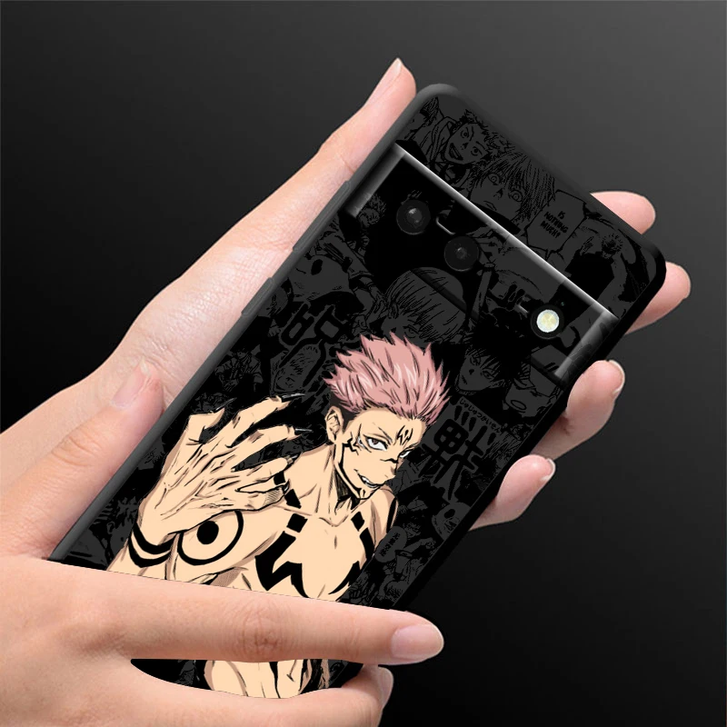 Jujutsu Kaisen Yuji Sukuna Phone Case For Google Pixel 8 7 Pro 6 Pro 6A 5A 5 4 4A XL 5G Black Soft Fundas Cover