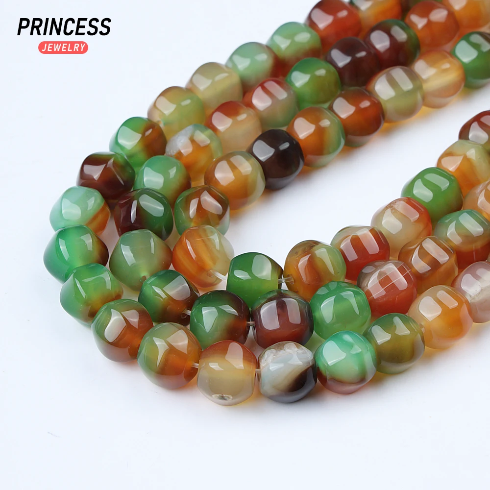 A+ Natural Peacock Agate Onyx 10mm Lantern Shape Loose Beads for Jewelry Making Bracelets Wholesale Stone Beads DIY Accessories