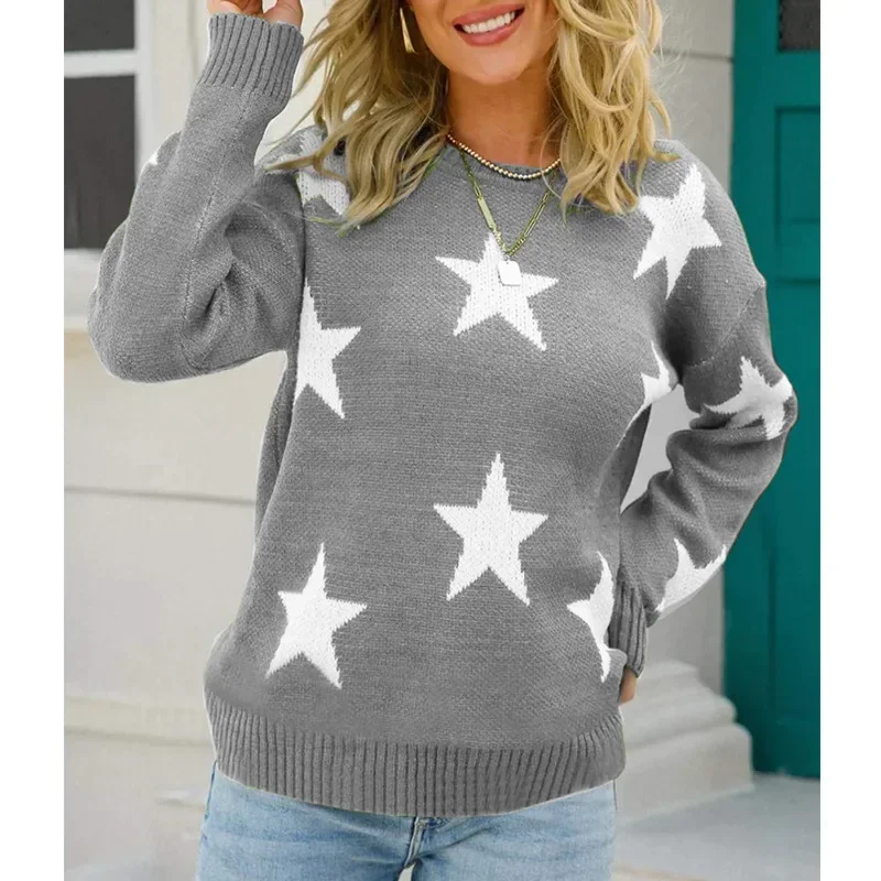 Women sweater Cute Star Pattern Woman Sweaters Winter Autumn Female Knitted Pullovers Street Wear Oversize knitwears jerseys