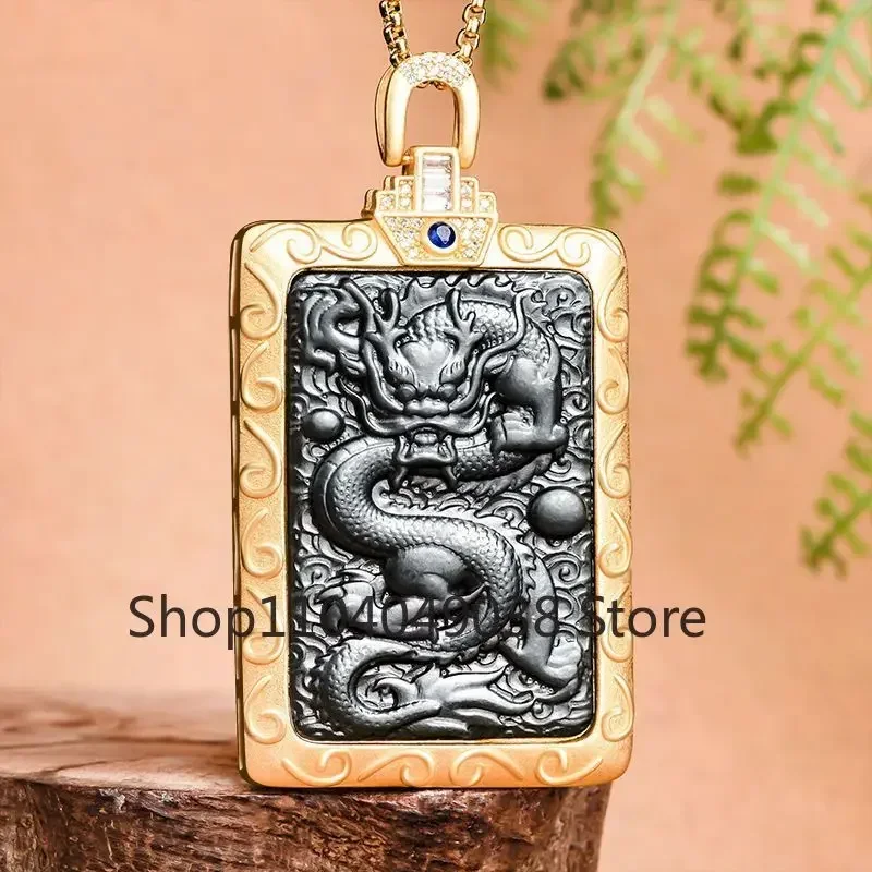 

Authentic Hotan Jade Pendant Moyu Dragon Pendant Chinese Zodiac Dragon S925 Silver High-grade Charm Necklace for Men and Women