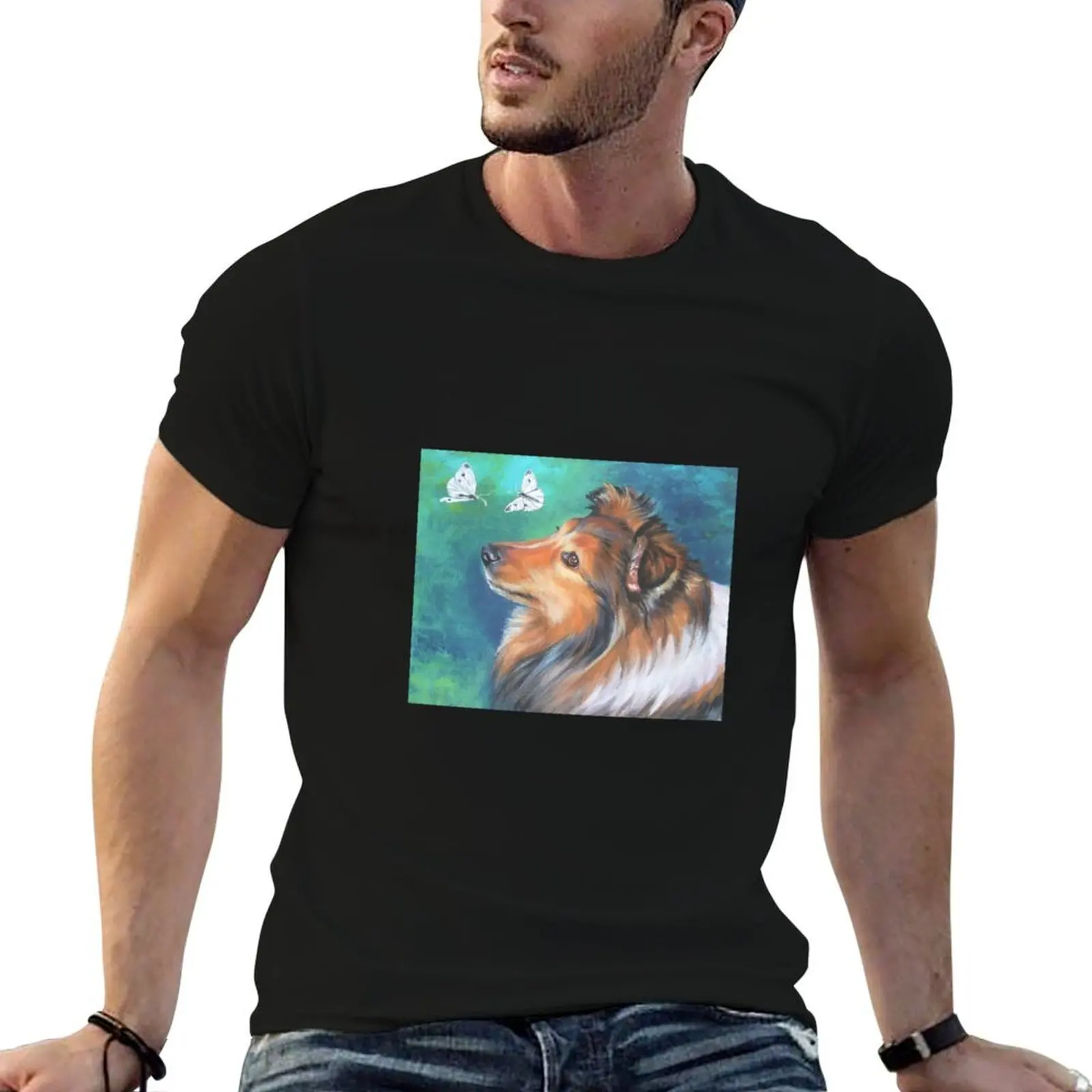 

Shetland Sheepdog Fine Art Painting T-Shirt man tshirt t shirts for man cotton soft t shirt man luxury T-shirt