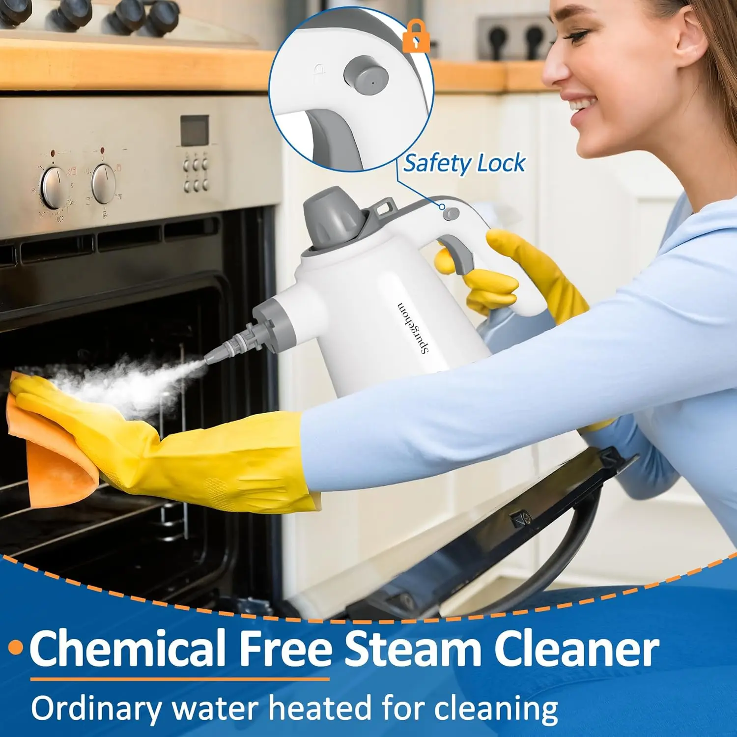 Handheld Steam Cleaner with 11 Accessories, Large Capacity, Portable Steam for Home, Car, Window Cleaning