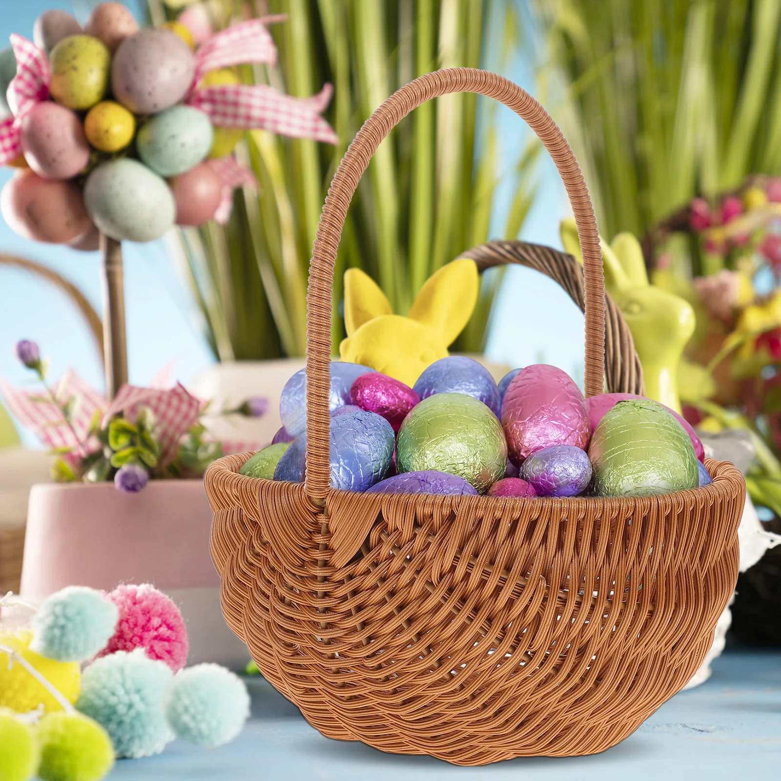 

Rectangular Weaving Easter Storage Basket Mini Craft Ornament for Candies Cookies - Ideal Festival Party Decoration Gift