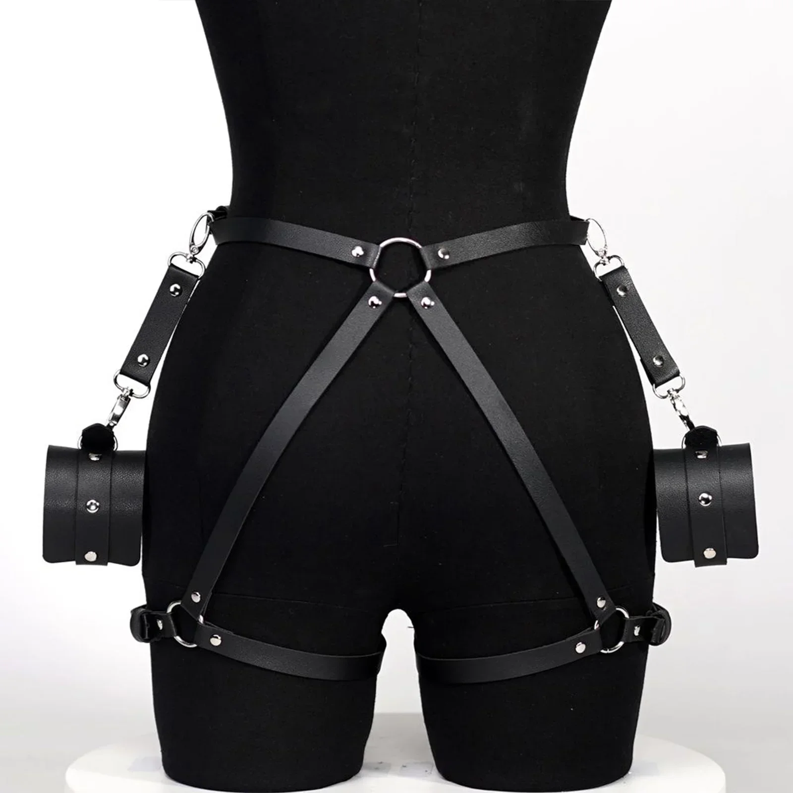 Kit BDSM em couro para Casais, Algemas, Brinquedos Sexuais, Jogos para Casais, Arnês Corporal, Correias Bondage, Brinquedos Sexuais para Adultos Eróticos, Festa Sexy