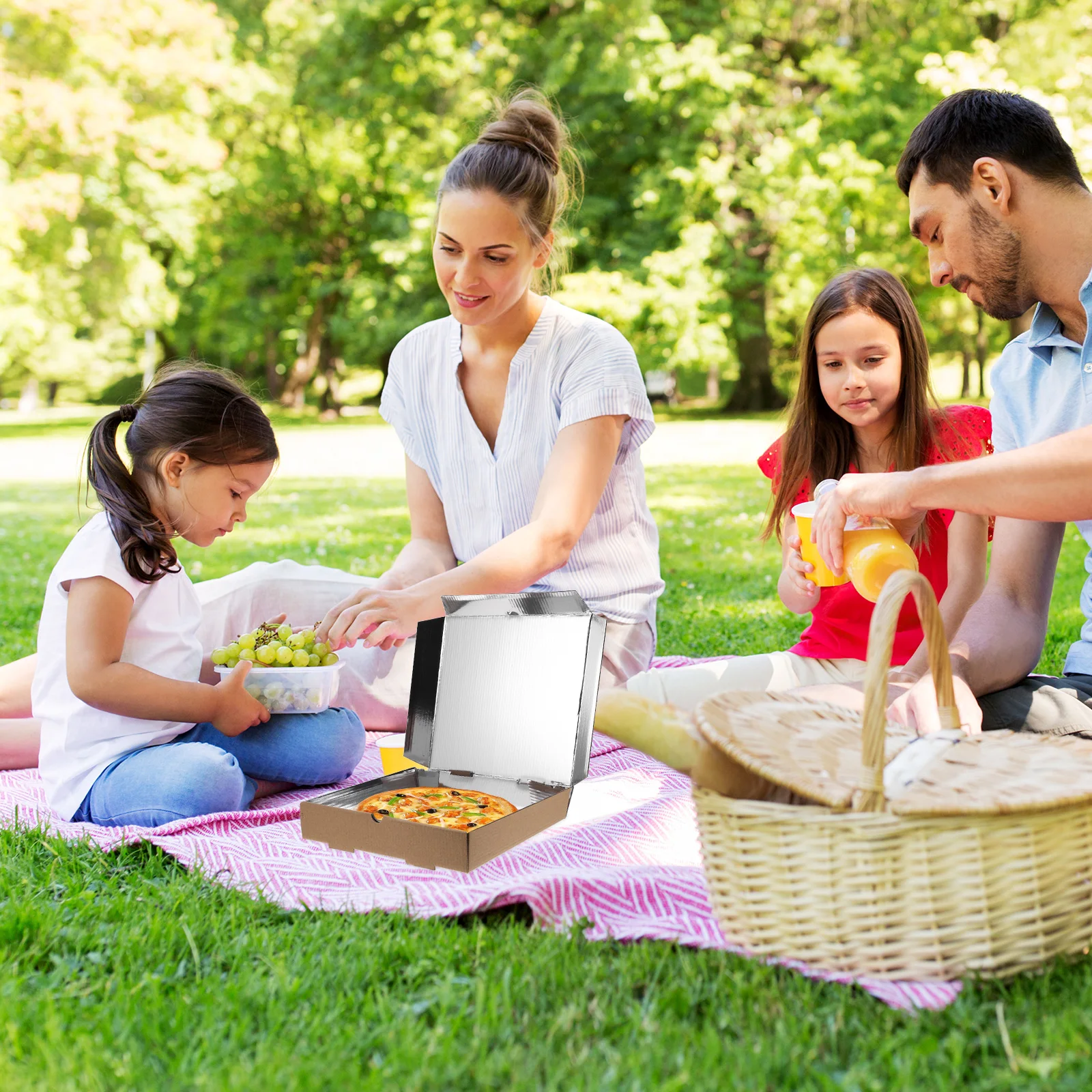 

10 Pcs Pizza Box Portable Food Storage Case Holder Trays Bakery Picnic Supplies Corrugated Paper Takeaway Container