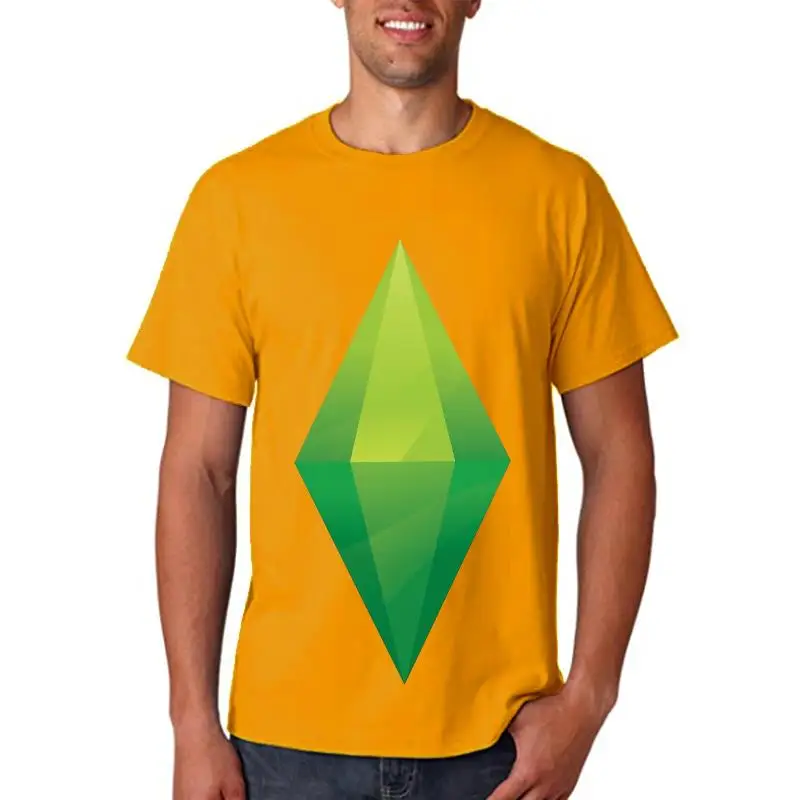 The Sims T-Shirt The Sims Plumbob T Shirt Printed Cute Tee Shirt Fashion Short-Sleeve Oversize 100 Percent Cotton Men Tshirt