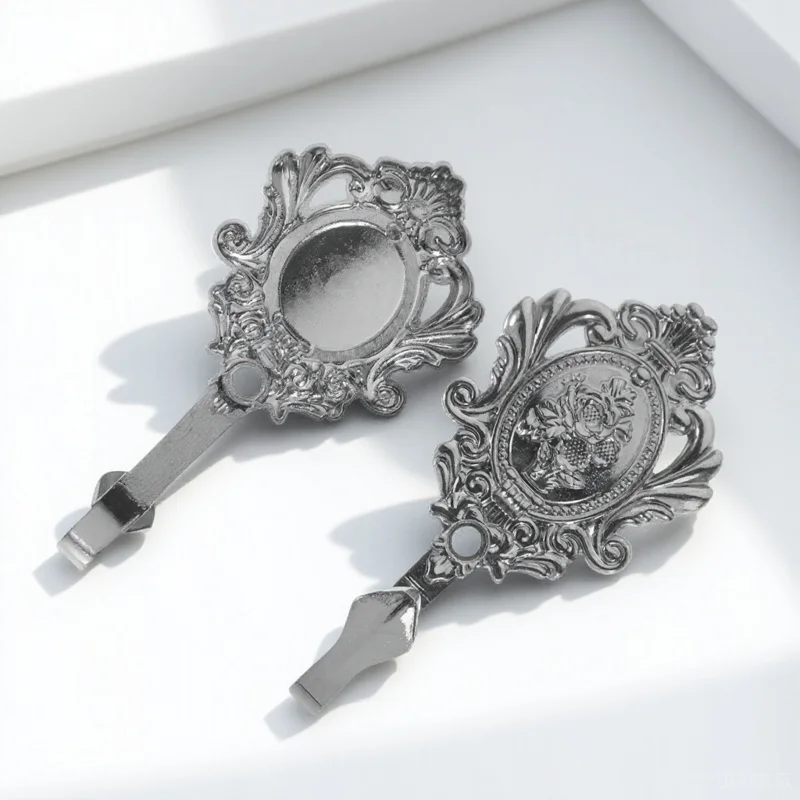 2 szt. Srebrne uchwyty do zasłon ze stopu cynku, wzór róży, tradycyjne i nowoczesne, łatwe w montażu, haczyki do zasłon ze stopu cynku