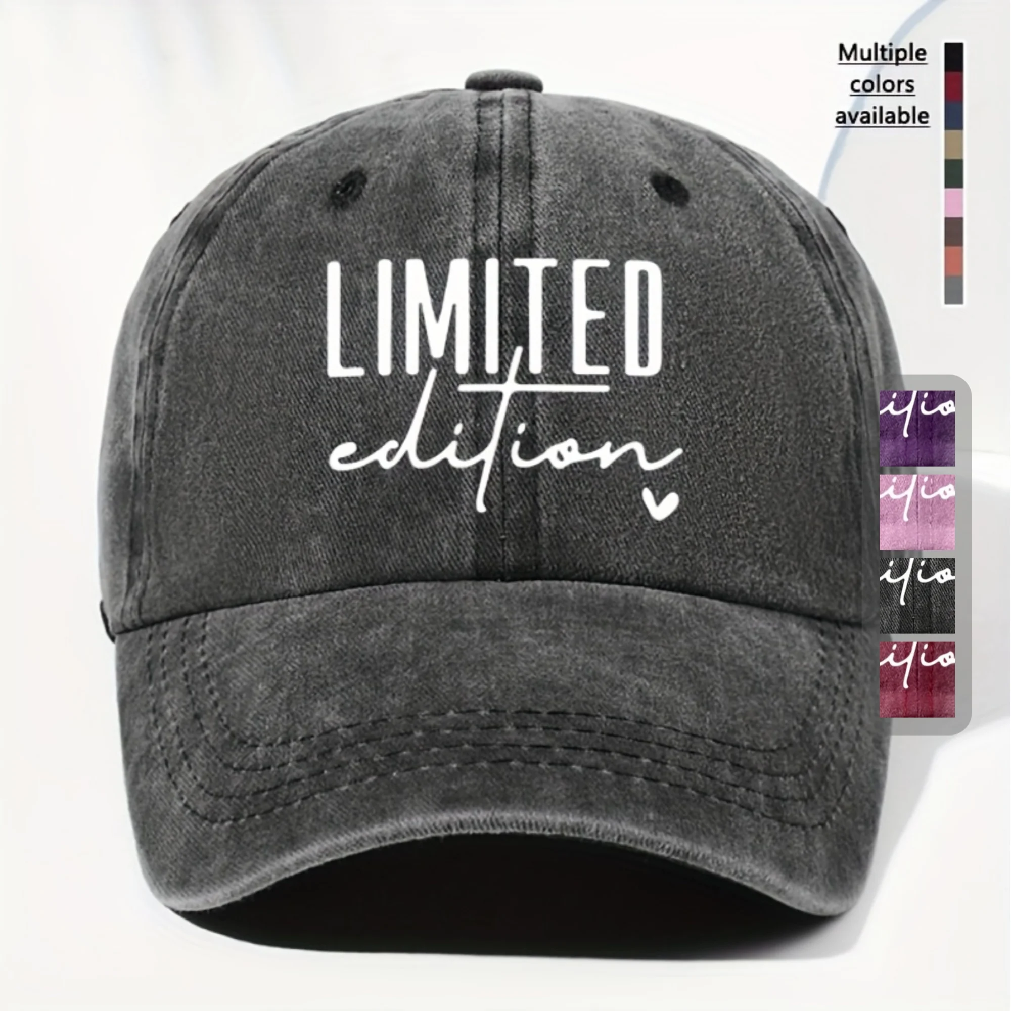 

Fabric.Unisex Vintage Washed Baseball Cap with "LIMITED EDITION" Print - Adjustable Snapback, Lightweight & Breathable, Black wi