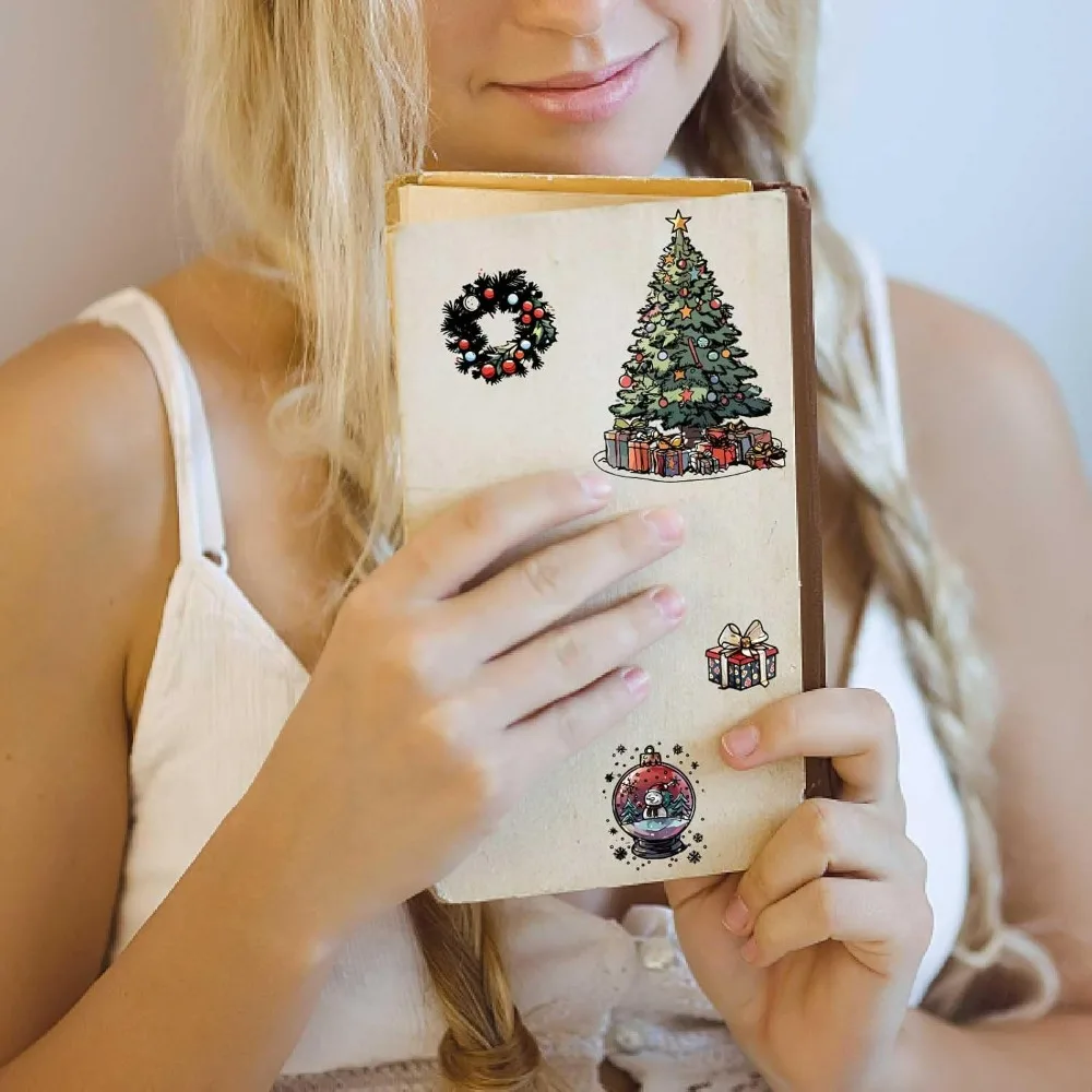 Christmas Clear Rubber Stamp Holly Wreath Ball Pine Reusable Transparent Seal for Xmas DIY Craft Journaling Card Making Supplies - view 6