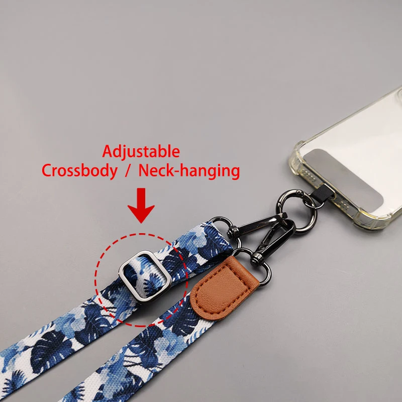 Tropical Pattern Crossbody Cell Phone Lanyard Strap Hanging Neck Mobile Phone Lanyards With Universal Gasket For All Phone Case