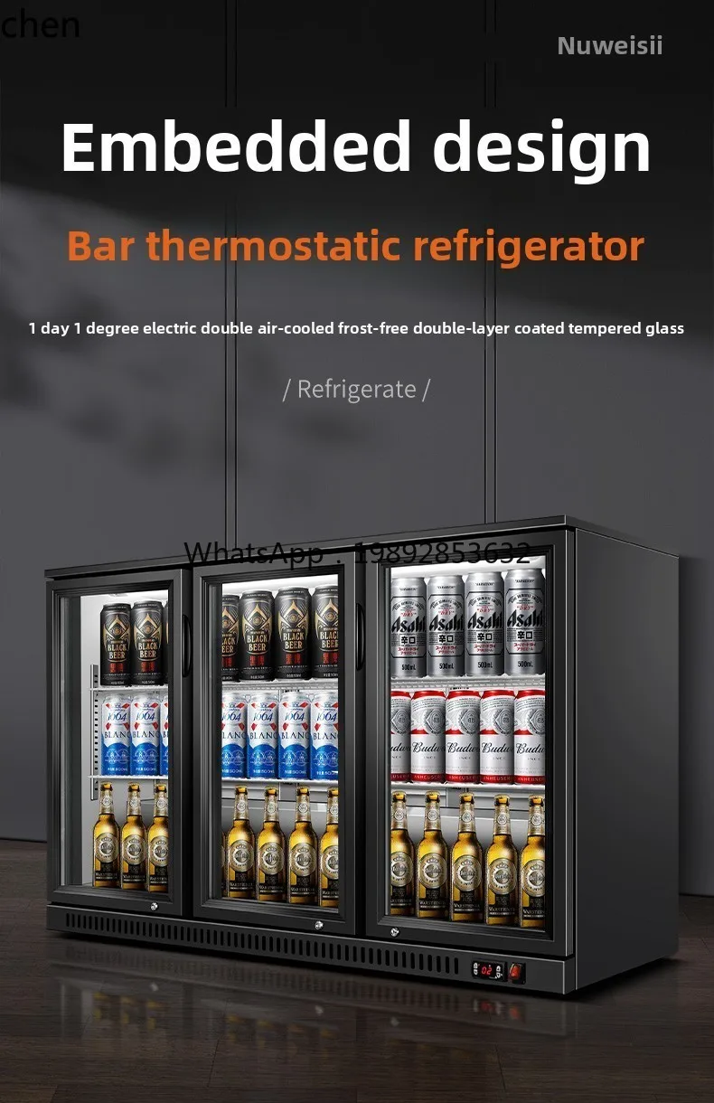 Bar Counter Refrigerated Display Cabinet Stainless Steel Desktop Beverage Cabinet Refrigerator