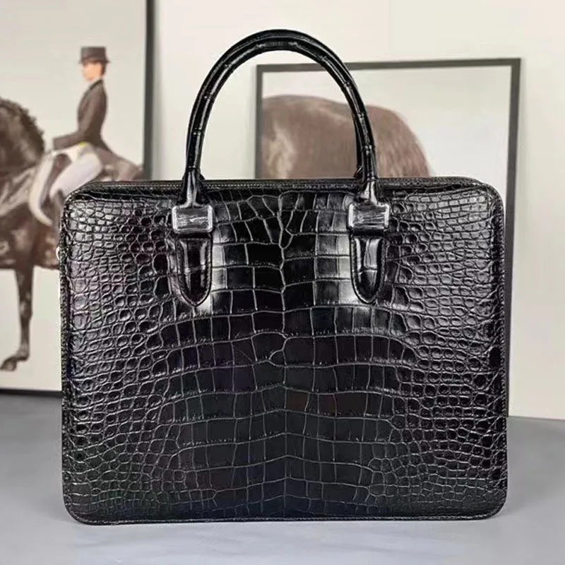 2022 New Luxury Crocodile Skin Men\'s  Briefcase Business Real Leather Belly Handbag Fashion Large Capacity Laptop Office Bag 45