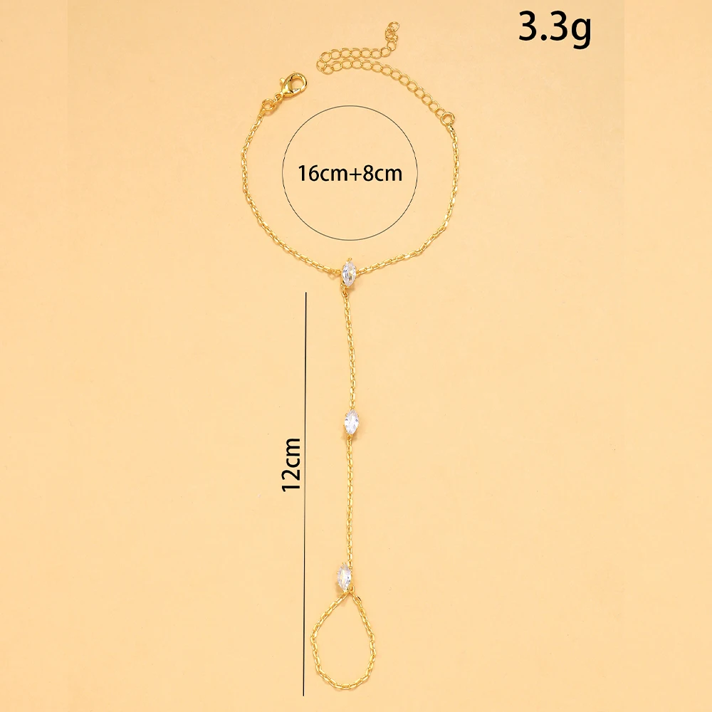 2025 Party Bohemia Rhombus Crystal Bracelet Hand Jewelry for Women Simple Thin Chain Finger Bracelet Jewelry Accessories Gift image 6