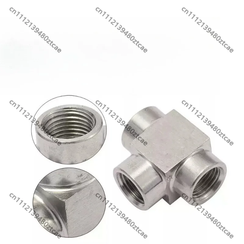 Stainless Steel Female Thread Right Angle High Pressure Tee Fitting, Oil & Water Pipe Adapter Elbow Car Mod Parts