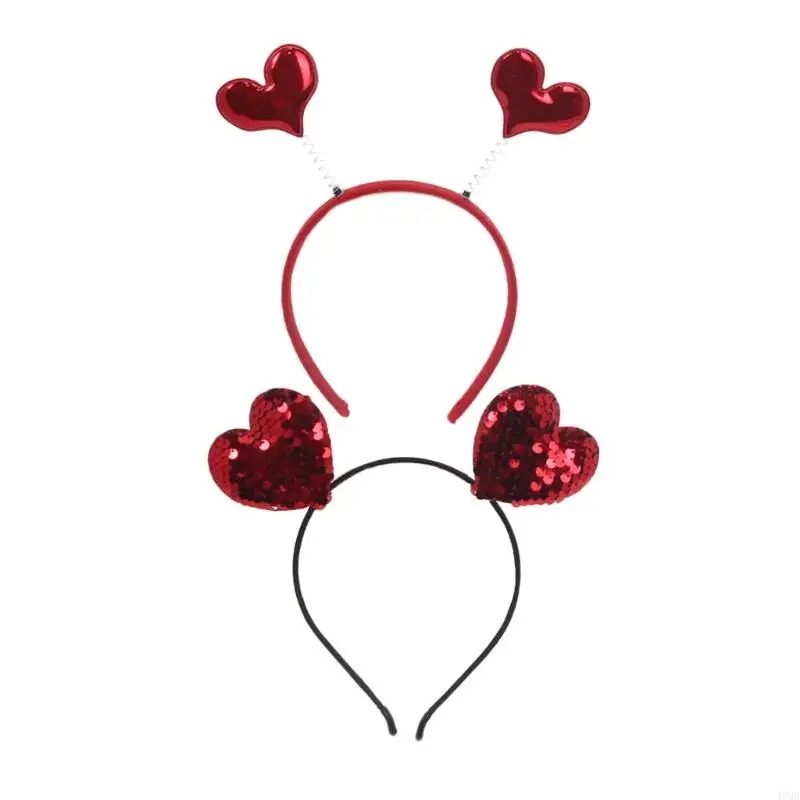 

49MB Adult Bouncing Heart Sequins Headband Makeup Ornament Festival Parties Hairband