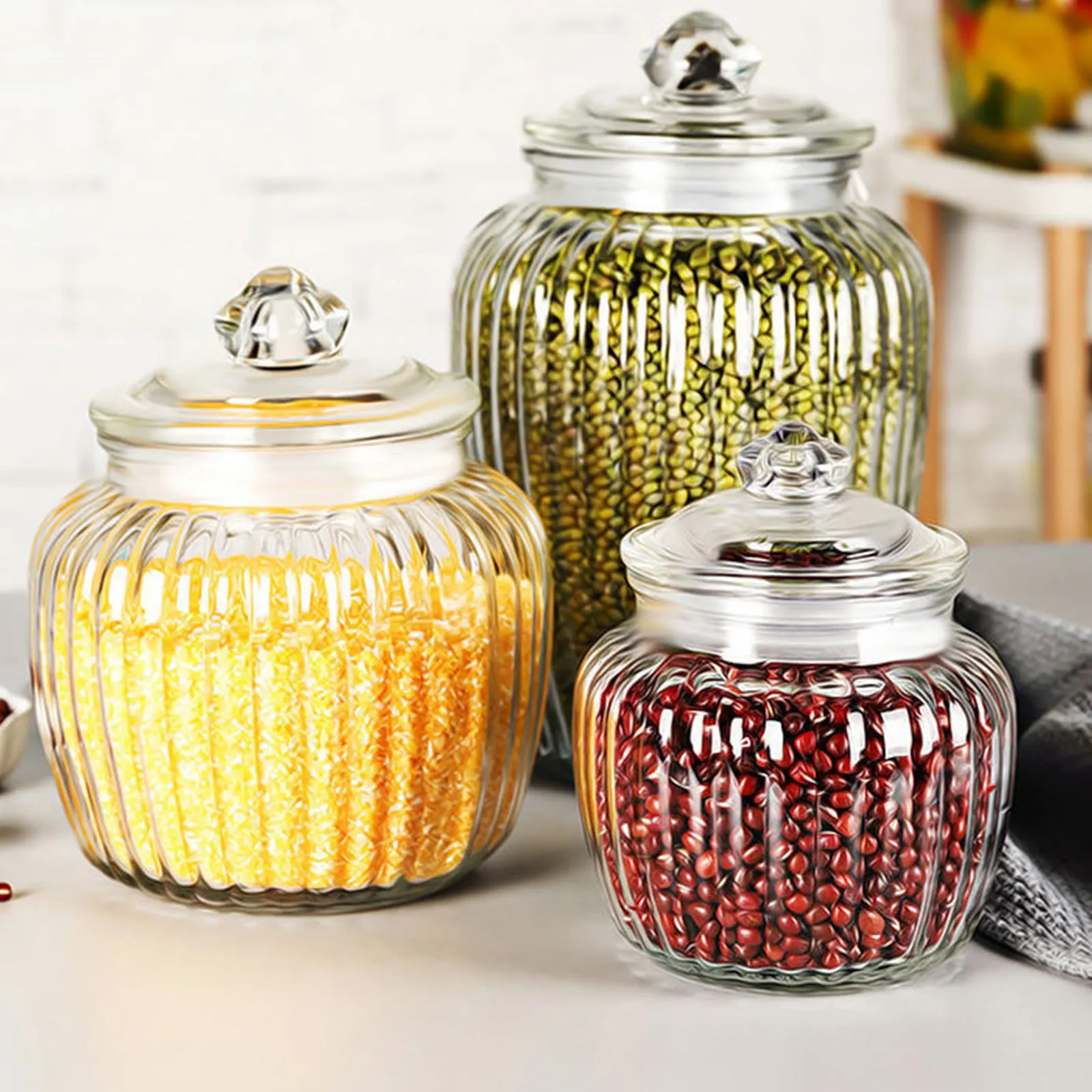 

Glass Sealing Jar Large Capacity Pickle Storage Container Food Storage Canister Kitchen Grain Holder Coffee Bean Holder