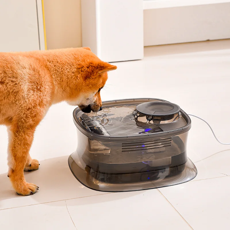 

4L Automatic Circulating Water Dispenser for Dogs and Cats Solid Color Transparent Eco-Friendly Plastic Quadrate Water Bottles