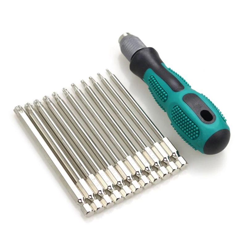 12Piece Magnetic Torx Screwdriver Set,Quality Alloy Steel Head 100mm T 6-T40 Durable Tool for Various Screwing Tasks