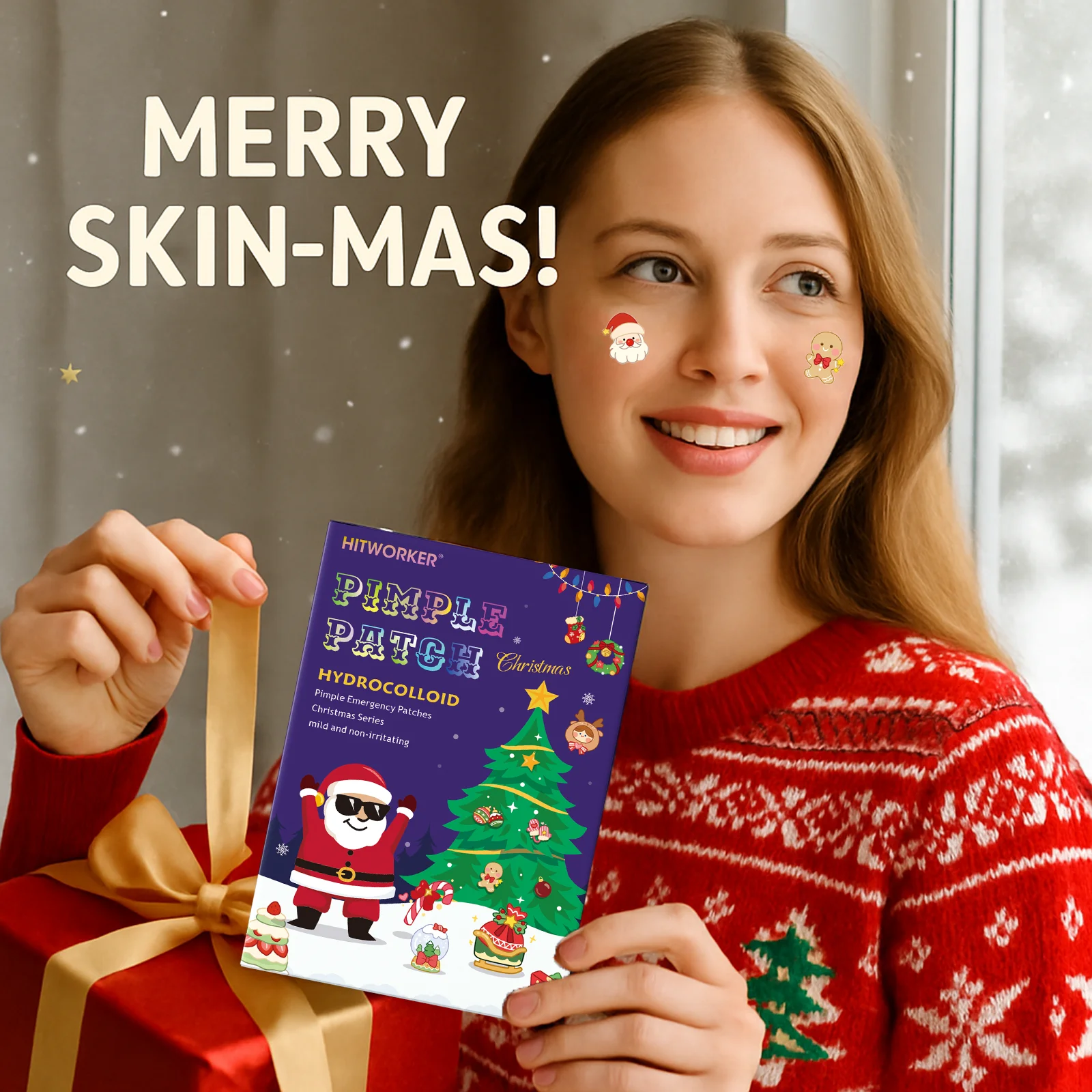 رقعة حب الشباب لطيفة على طراز عيد الميلاد 80/48 - خالية من الكحول، عديمة الرائحة، تغطية رفيعة للغاية، ضرورية لحفلات عيد الميلاد #3