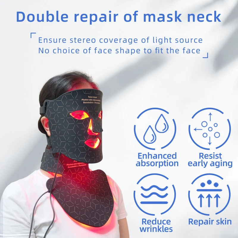 Rote LED-Lichttherapie Infrarot flexible weiche Maske Silikon 4 Farbe 240 Lampe Perlen LED-Therapie Anti-Aging fort geschrittene Photonen maske