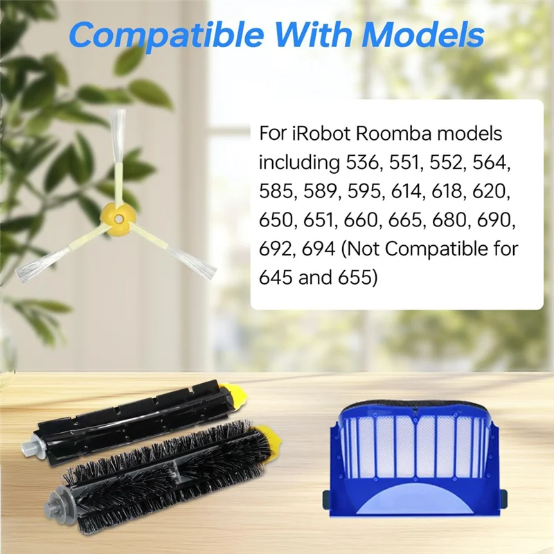 مجموعة ملحقات A74G لسلسلة Irobot Roomba 600، 614، 675، 692، 694 و500 Series 595 585 564 مجموعة مرشحات الفرشاة