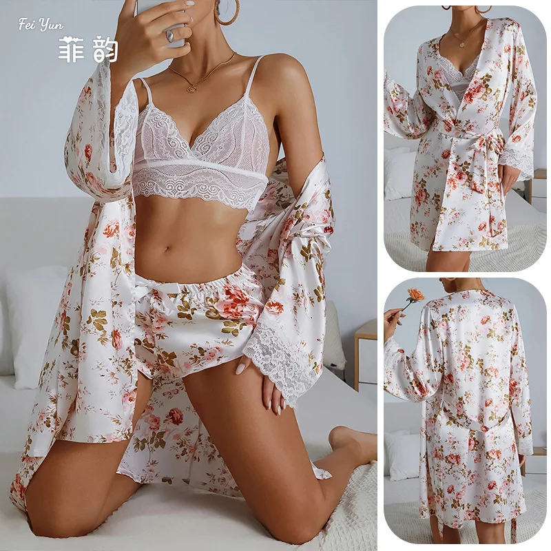 가을 여성용 잠옷, 섹시 레이스 가디건, 홈웨어, 목욕가운, 파자마, 인기 판매 상품