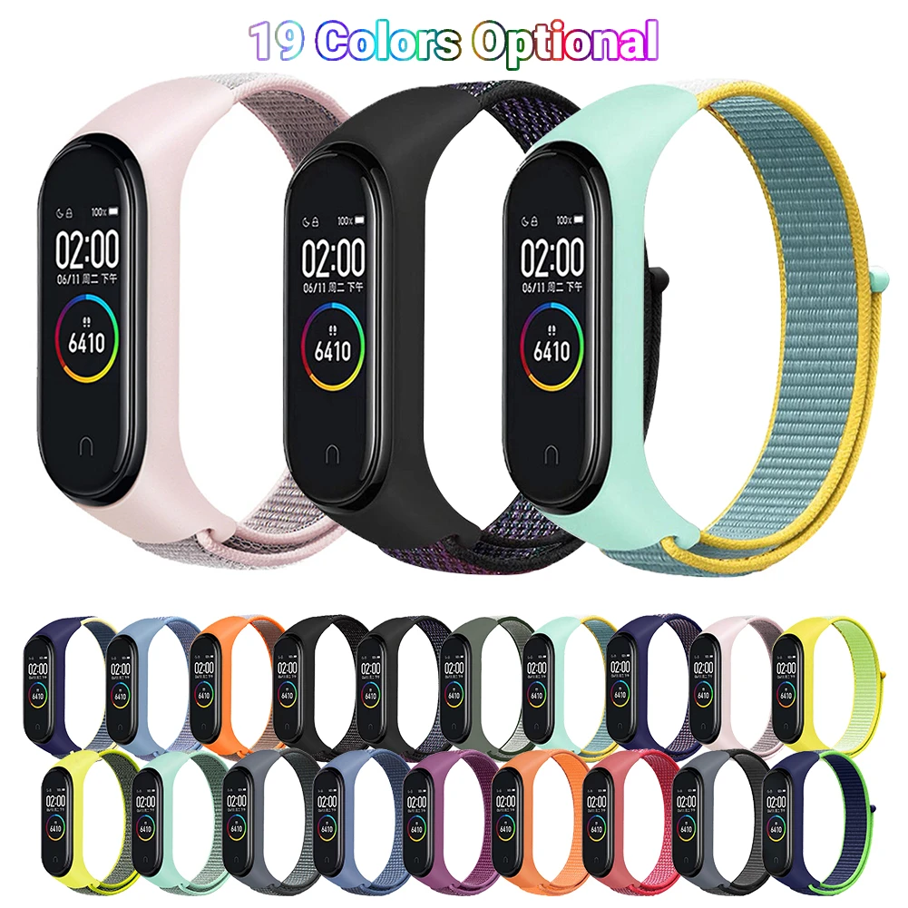 19 Colors Nylon Strap for Xiaomi MiBand 4 5 6 7 Sport Wristband Breathable Replacement Band Straps for Xiaomi Mi Band 7 6 5 4