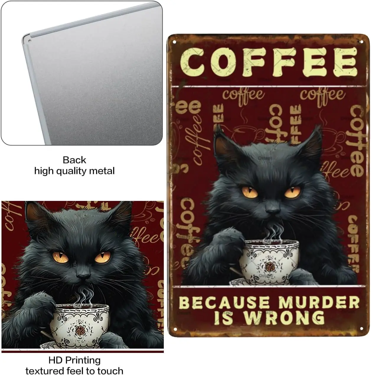 Black Cat Metal Signs Coffee Signs Kitchen Signs For Coffee Bar Coffee Station Kitchen Bar Pub Tin Signs Funny Wall Decor Home C