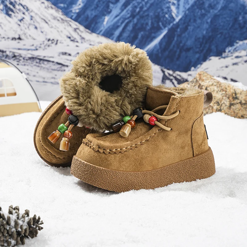 

2025 Children's fleece-lined warm boots Winter New Boys' Fashion Boots Girls' Waterproof and Skid-proof Shoes