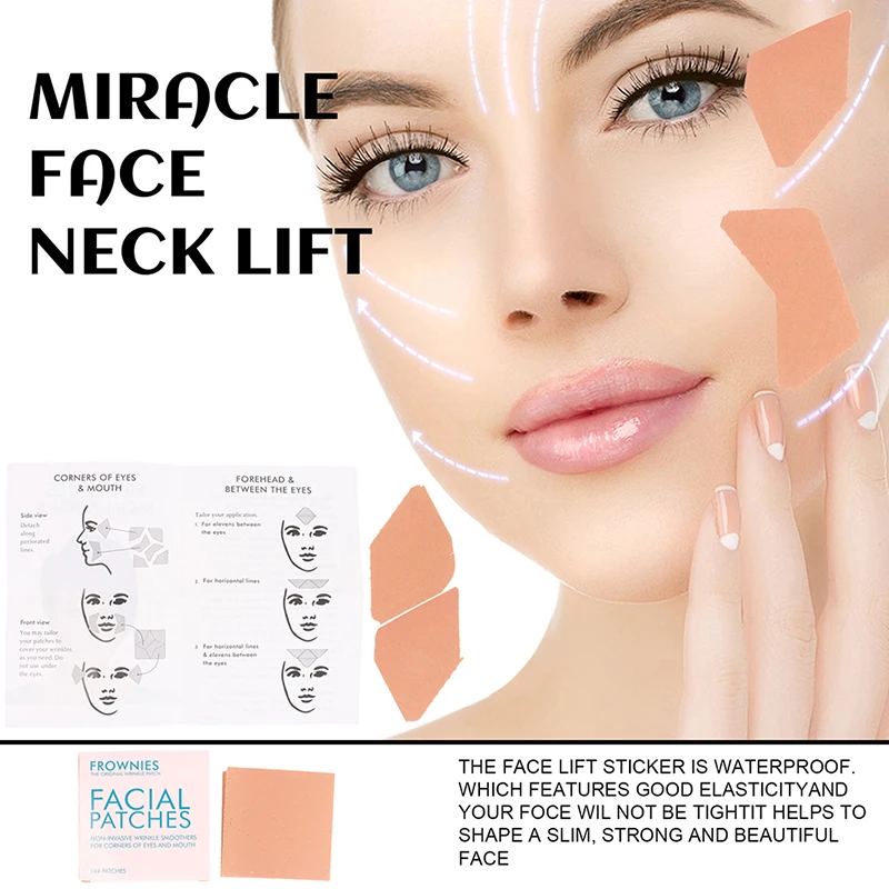 144Patches Face Lift Tape Thin Face Sticker Anti-Wrinkle Anti-aging Lift Up Tape Frownies Facial Patches Women Forehead Wrinkle