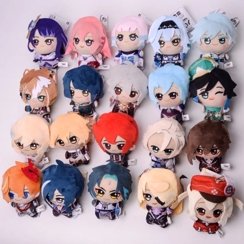 10cm Anime Game Genshin Impact Tartaglia Li Xiao Obedo Diluc Kaeya Venti Ganyu Lumine Plush Plush Plush Doll Pendant Key Chain P