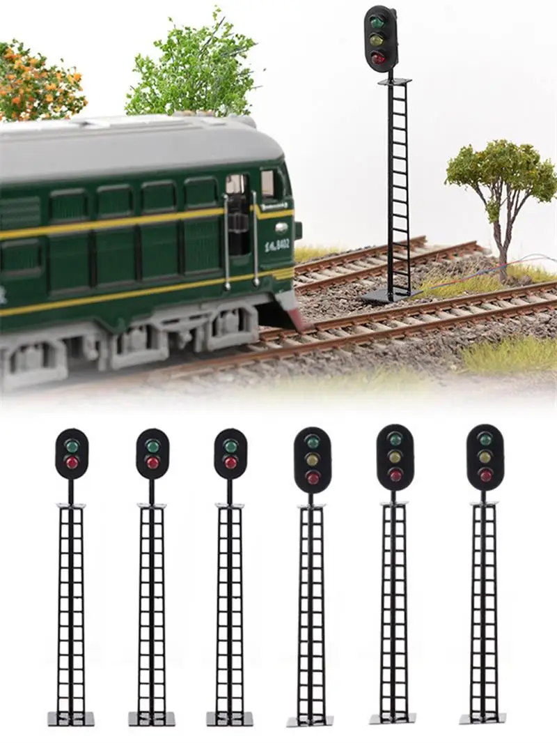 3pcs 2/3 Color Model Railway Block Signal Light 1:87 12V Signpost Barrier Speed Limit Indicator Warning City Street View Kits