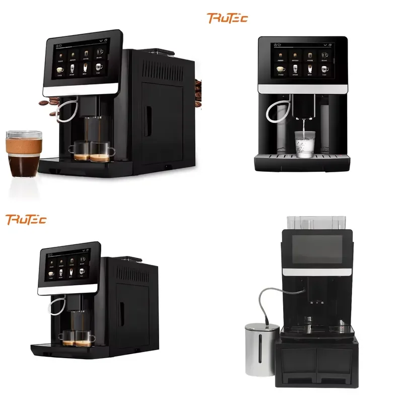2-Cups One Touch One-touch Milk Frother Bubble Frother Automatic Italian Espresso Cafe Maker with Coffee Beans Grinder