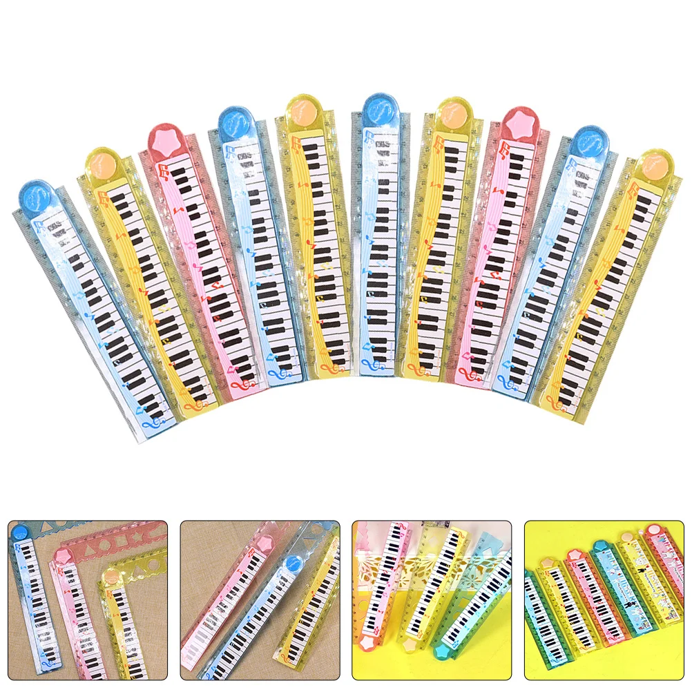 Reglas rectas plegables de 20 piezas, regla de plástico para estudiantes de escuela, regla portátil reutilizable, herramienta de medición de dibujos animados, 20Cm