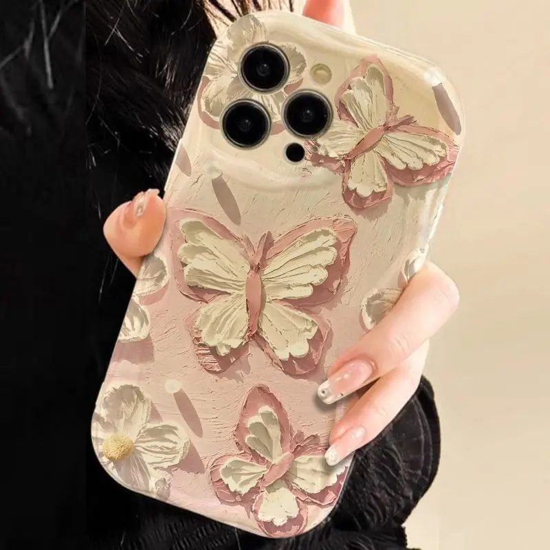 Pearl Butterfly Phone Case For Samsung Galaxy A54 A24 A33 A34 A73 5G A31 A32 A51 A52 A53 A71 A72 A30 A20 A50 A50S A30S Cover